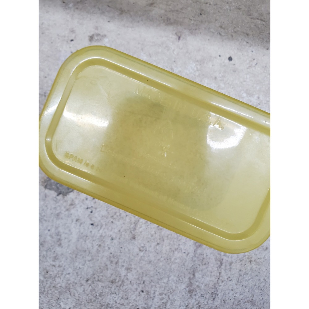 SPAM Brand Yellow Plastic Reusable Food Storage Container with Lid Made in USA - Picture 11 of 14